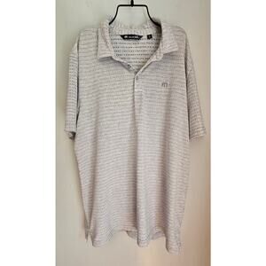 Travis Mathews White Polo,  Dark and Light Dots,  Golf, Short Sleeve, Mens Sz XL